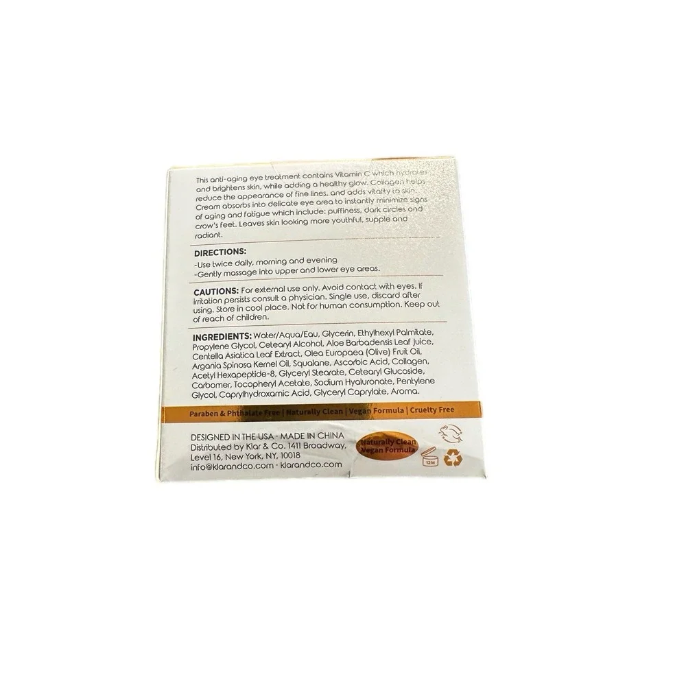 Clear Beauty Vitamin‎ C & Collagen Anti-Aging Eye Cream De-Puffing 1 .01 OZ